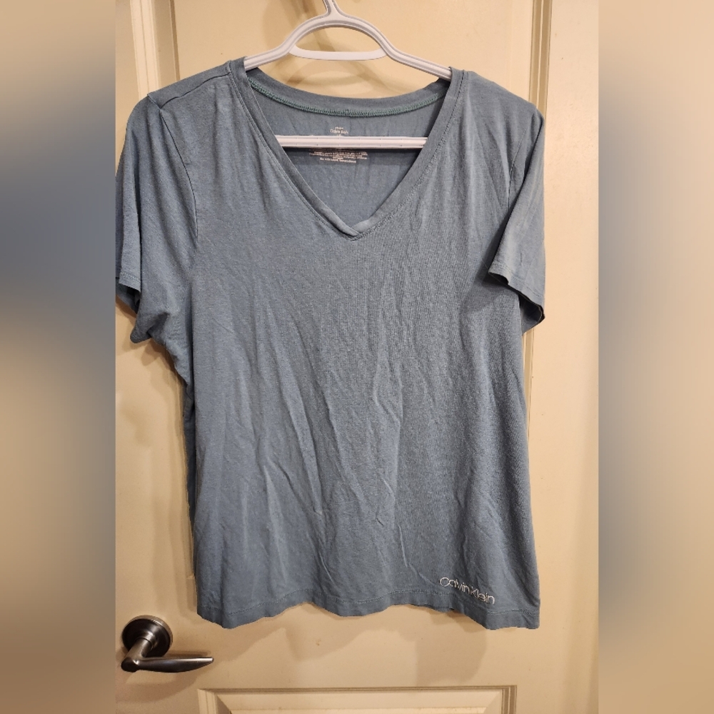 Calvin Klein Women's Soft Blue Short Sleeve Tee